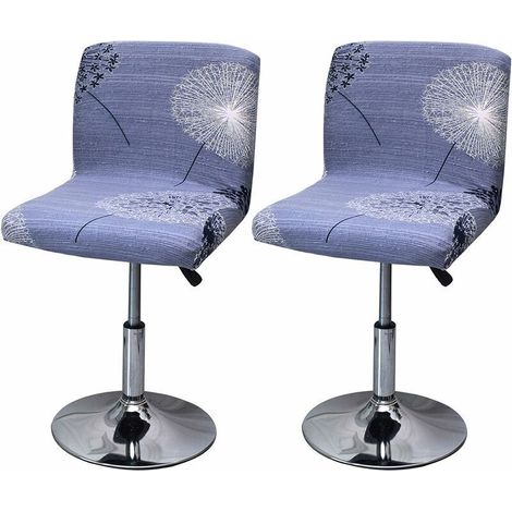 Housse de tabouret de bar extensible, 2 housses de chaise haute imprimées pour housses de chaise haute de bar, protecteur de siège de chaise de salle à manger pissenlit gris (1/5)