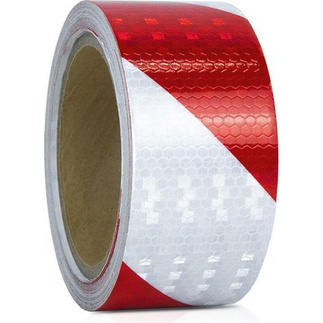 Bande Reflechissante Autocollante Rouge et Blanc Ruban Reflechissant Adhesif5mx5cm Haute Intensité Bande Réfléchissante pour véhicules, Camion, remorques de Nuit, Rappel de sécurité,OUYLAF (1/4)