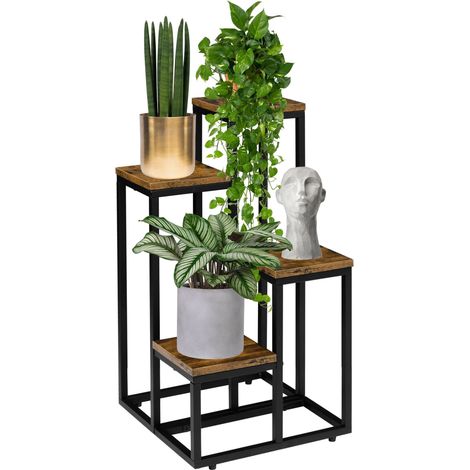 Soporte para macetas de pie Mogren Rustic de roble negro envejecido (1/5)