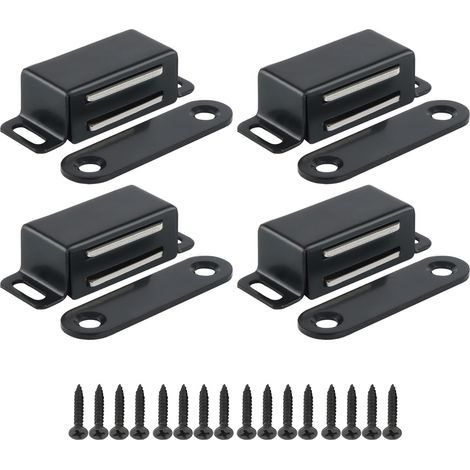 Aimants de 4,6 cm pour portes d'armoires de cuisine, loquet magnétique pour tiroirs et placards, acier inoxydable, noir. (1/5)
