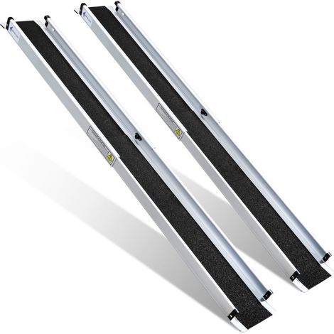 SWANEW Rampa per sedie a rotelle 183cm portatile in alluminio telescopico antiscivolo Lunghezza regolabile 300KG capacità (1/5)