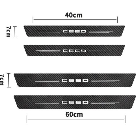(CEED pour 4 pièces) Autocollant de seuil de porte en fibre de carbone pour Kia Rio,Cadenza,Ceed,Forte,K9,Optima,Picanto Accessoire de revêtement de seuil en fibre de carbone (1/3)