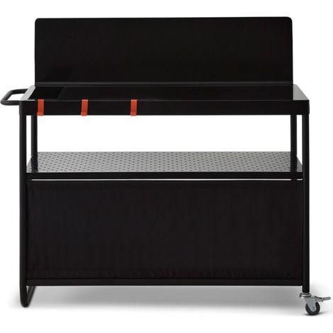 Brasero – Chariot à plancha Infinite 100 – Plan de travail 100 x 46 cm – Compatible planchas 1 à 4 feux – 3 niveaux de rangement – Acier émaillé