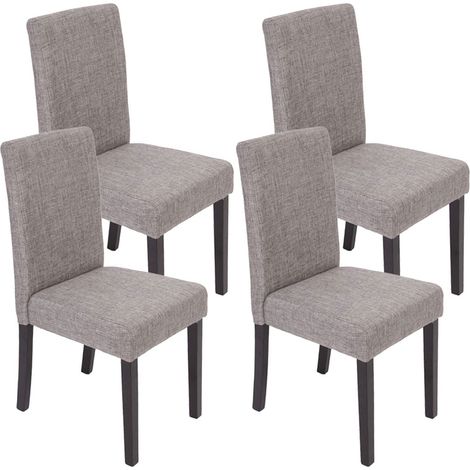 Décoshop26 – Lot de 4 chaises de salle à manger en tissu gris – Assise rembourrée – Dossier haut – Pieds en bois massif laqué – Hauteur d'assise 45cm – CDS04128 (1/4)
