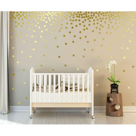 (150 stickers dorés) Stickers décoratifs pour enfants Stickers muraux ronds, pois, cercles Sticker mural pour chambre d'enfant (1/5)