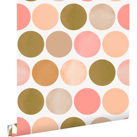 papier peint gros points rose pêche  - ESTAhome (1/5)
