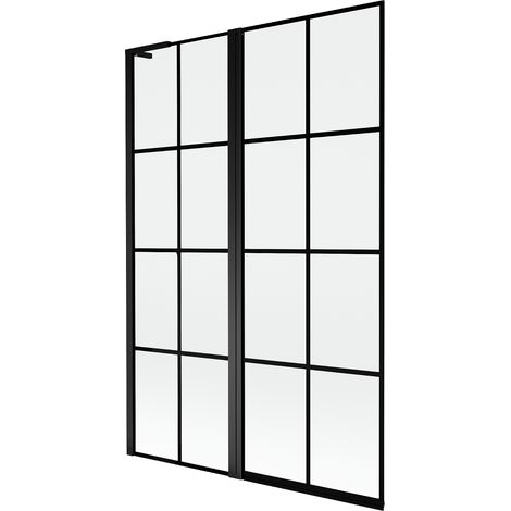 Mexen Mist L mampara de ducha de 2 hojas, izquierda 120 x 150 cm, rejilla negra, negro - 8A9L-120-011-70-77-L