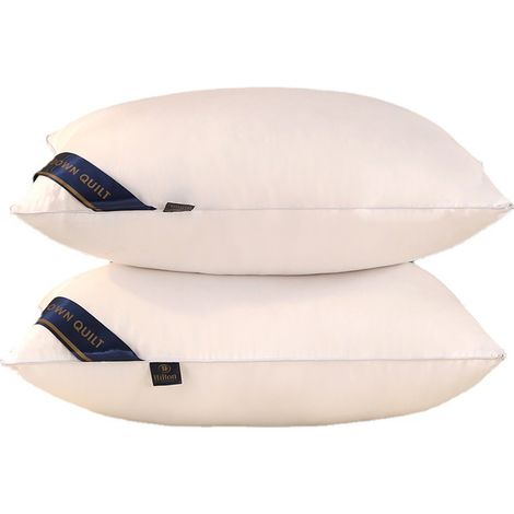 Oreiller Plumes - 48 x 74 x 10 cm - Rembourrage Plumes de Canard - Soutien Cervical - Isothermique - 1 Pièce