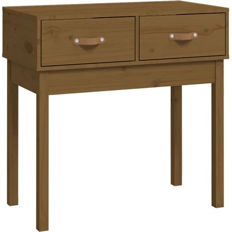 Table console，Table d'appoint，Bout de canapé，Meuble d'entrée Marron miel 76,5x40x75 cm Bois massif de pin