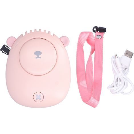 Mini-Nackenventilator mit 3 Geschwindigkeitsstufen, USB-aufladbar, für den Sommer – Pink (1/5)