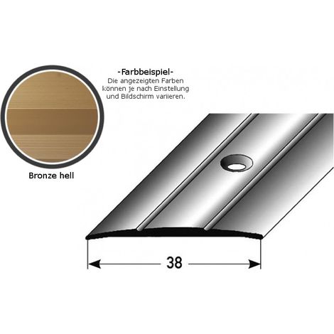 Übergangsprofil "Den Helder" / Übergangsschiene, 38 mm, Typ: 12 (Aluminium eloxiert):-bronze hell-1000-gebohrt