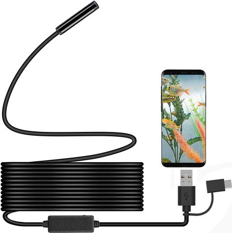 Endoscope, Android OTG 5 m étanche Serpent vidéo HD Caméra d'inspection endoscope avec 6 lumières LED cble de sécurité Convient pour Samsung Galaxy/Sony/Nexus Smartphone Android et ordinateur (1/5)