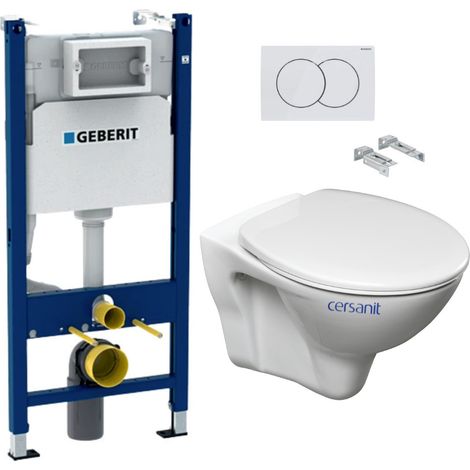 Pack WC Bati-support Geberit Duofix + WC suspendu jIka Neo + Abattant + Plaque blanche (S-LineProGeb3)