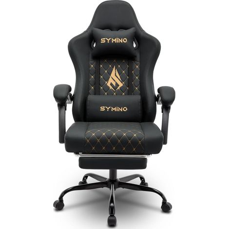 Symino Gaming Stuhl Racing Style 200 kg Belastbarkeit Vintage PU Leder Schwarz (1/2)