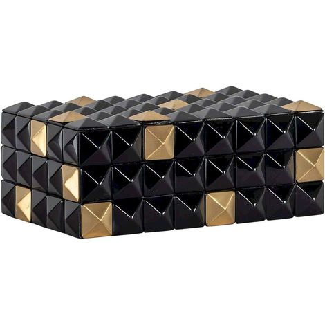 boîte de rangement design noir doré effet résine décorative - noir et or élégant (1/5)