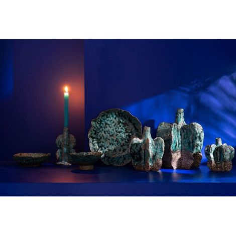 J-Line Vase/Chandelier Naga Ceramique Azur/Marron (1/3)