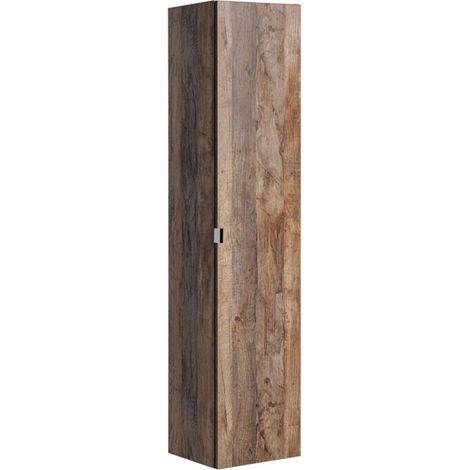 Colonna bagno VANTA rovere scuro 160 cm – Mobile sospeso con porta, cassetto e scaffali