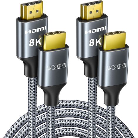 Câble HDMI 2.1 8K 2M 2 Pièces, 48Gbps Câble HDMI Tressé en Nylon Haute Vitesse, Prend en Charge 8K@60HZ, 4K@120Hz, Compatible avec PS5/4 TV Switch Monitor Blu-ray Soundbar (1/5)