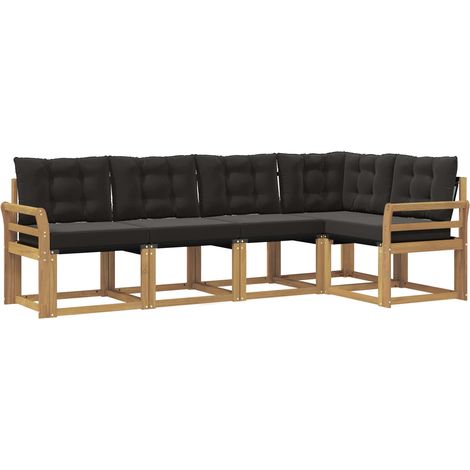 Outdoor-Sofagarnitur mit Kissen 5 pcs Weiß und Schwarz vidaXL