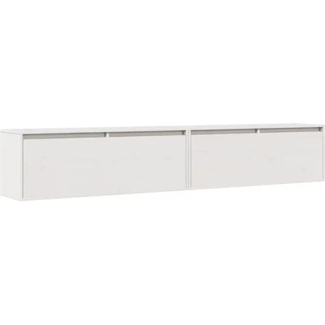 Conjunto de 2 prácticos armarios de pared decorativos de 100 x 30 x 35 cm en madera maciza de pino blanco 020048079 (1/5)