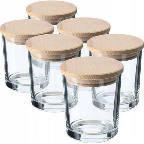 KADAX Lot de 6 bols en verre transparent de qualité supérieure pour noix, glace, sauces, desserts et olives (6 x 245 ml, ronds avec couvercles) (1/5)