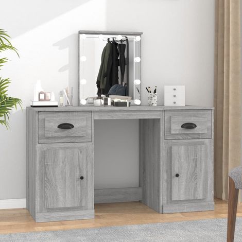 Coiffeuse,Table de Maquillage Moderne avec LED sonoma gris 130x50x132,5 cm -BV94217 (1/5)