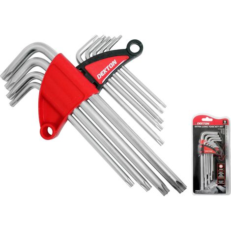Dekton Long Star Torx Allen Key Security Wrench Set  T10 - T50 9 Pc Keys (1/3)
