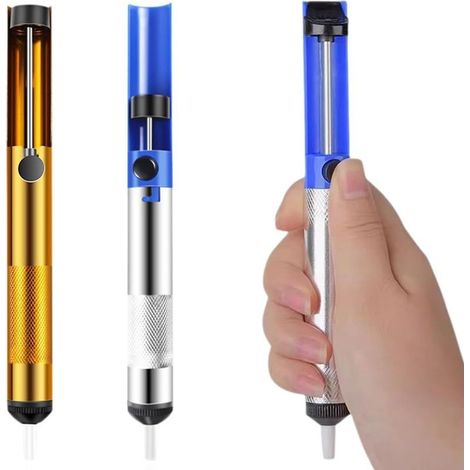 Lot de 2 Pièces Pompe à Dessouder - Pompe à Dessouder - Buse en Silicone Résistante Aux Températures élevées - Accessoire Indispensable pour les soudeurs professionnels- Pompe A Dessouder(jaune, bleu) (1/5)