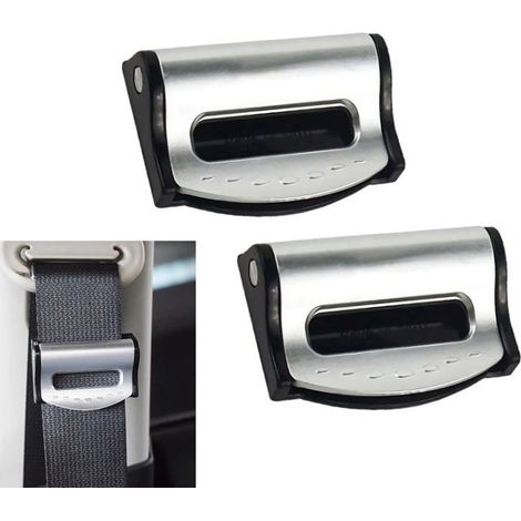 Ecleanfy - Ajusteur de ceinture de sécurité voiture clip réglable gris - lot de 2, plastique PP, 6×4×1,7 cm (1/5)