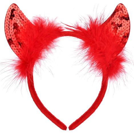 Cornes De Diable - Bandeau Festif Avec Fourrure Rouge - Accessoire De Déguisement Pour Fête Et Carnaval - 1 Pièce (1/5)