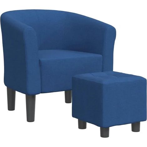 Chaise convertible avec repose-pieds intégré en tissu bleu – Fauteuil relax réclinable, design moderne et confortable pour salon ou bureau (1/5)