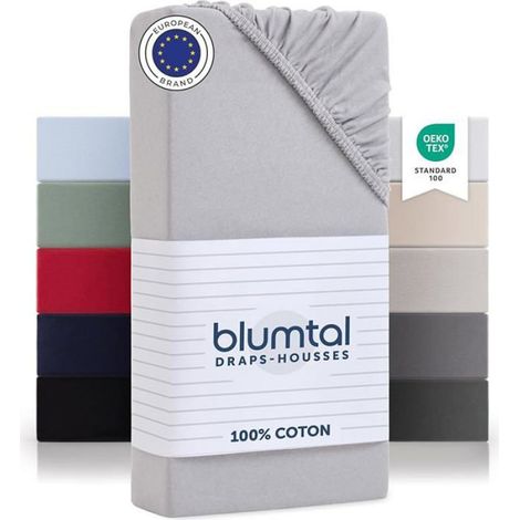 Lot de 1 Drap-housse Jersey 150x190-200 cm Coton 135gsm Oeko-Tex pour Matelas (1/5)