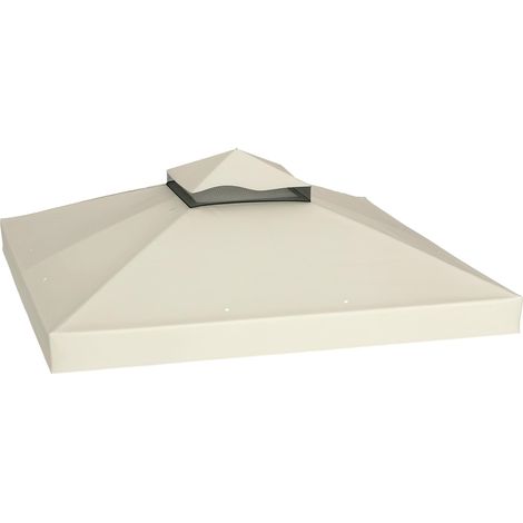 Store banne de remplacement 3x3 m à double toit avec trous de drainage et crème de protection UPF30+. Store banne uniquement. Armature non incluse.