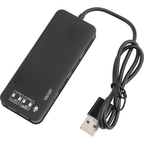 Hub USB 2.0 3 Ports avec Adaptateur Audio 7.1CH Micro Casque - Répartiteur Port USB Noir (1/5)