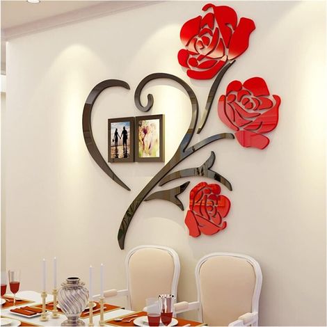 Familie Bilderrahmen Collage Liebe 3D Wanddekoration Wanddekoration Aufkleber DIY Wandbilder mit zwei 10,2 x 15,2 cm Bilderrahmen für Bett, Wohnzimmer, Heimdekoration (100 x 100 cm) (1/5)