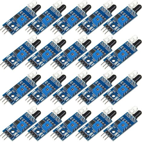 20 Pièces Module de Capteur d'Évitement d'Obstacles Infrarouge IR Module de Capteur Photoélectrique Réfléchissant à 3 Fils Compatible avec 3/ Robot de Voiture Intelligent (1/5)