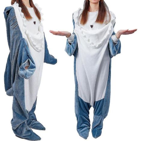 Couverture à capuche requin, couverture requin adulte, couverture portable requin adulte, sac de couchage requin ultra doux et confortable - 2XL (1/5)