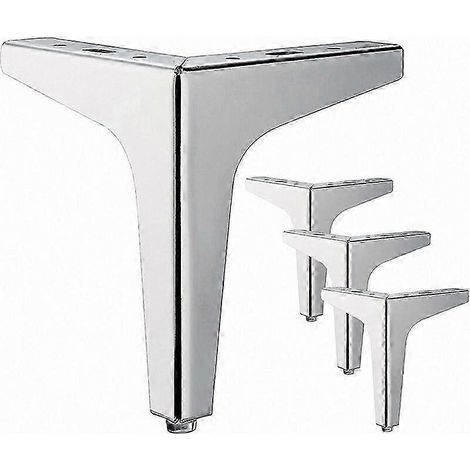 Quatre pieds de meubles triangulaires en métal argenté de 15 cm, à monter soi-même, convenant aux armoires, canapés, tables basses et supports TV. (1/5)