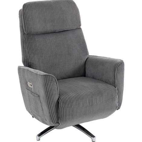 Sillón relax eléctrico reclinable con 2 motores, giratorio 360°, gris oscuro HOMVRA (1/5)