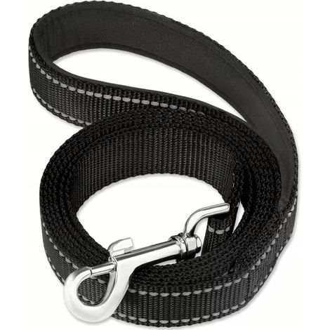 Guinzaglio per cani da 120 cm, riflettente, tinta unita, nero, per passeggiate. (1/2)