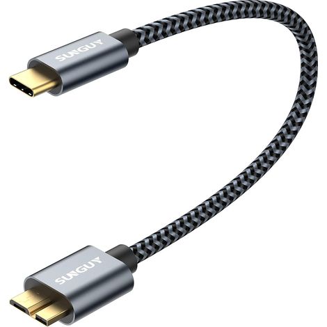 Câble USB C vers Micro B, USB 3.1 USB C mâle vers Micro B mâle câble pour disque dur compatible avec Toshiba, Seagate, WD,Galaxy S5 Note 3,HDD etc. (1, Gris, 0.3m) (1/5)