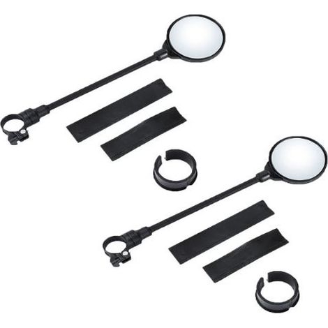 2 Pièces Retroviseur Velo, 360° Réglable Retroviseur Trotinette Electrique, Rétroviseur Vélo Guidon pour Guidon 22-32mm, Convexe Rétroviseurs, Rond HD Miroir pour Scooter Électrique(Noir) (1/5)
