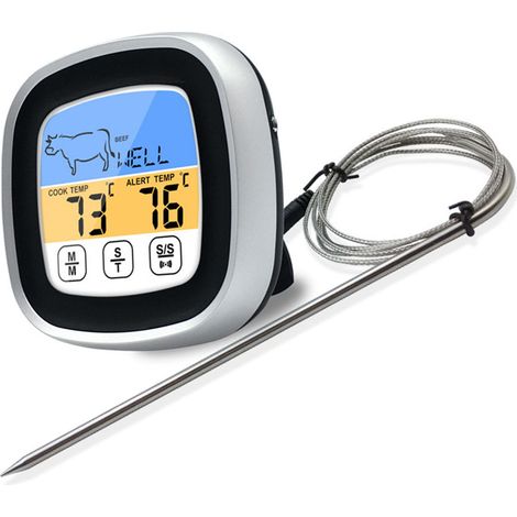 Digitales Touchscreen-Thermometer mit Display, Edelstahl-Kochsonde für Fleisch, Grill und Kochen, schwarz (1/5)
