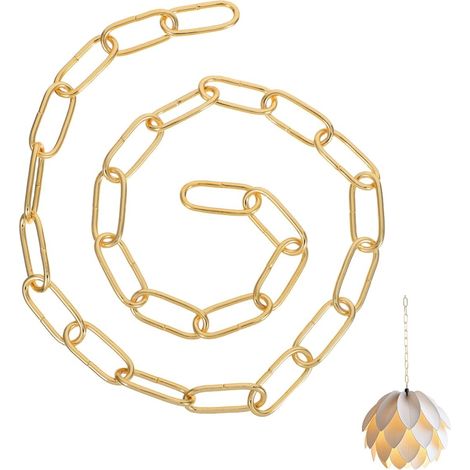 Chaîne De Suspension Pour Lustre Doré Chaîne À Maillons En Métal 1 M Lien Pratique Pour Luminaire Suspendu Lanternes Supports De Plantes Et Décorations (1/5)