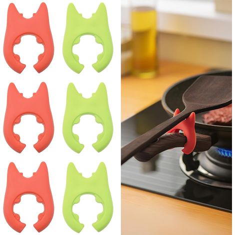 CCYKXA 6-Piece Pot Overflow Prevention Rack Set with Spoon Lifter Lids, Silicone Lid Lifter for Pot Overflow Prevention, Gadget Pot Lid (1/5)