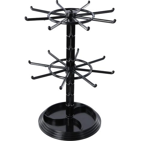 Schlüsselanhänger-Ausstellungsständer, drehbarer Schmuck-Ausstellungsständer, drehbarer Schmuck-Ausstellungsständer, 2-stöckig, drehbarer Halskettenhalter, Organizer-Rack-Ständer für Armband, Ring, Sc (1/5)