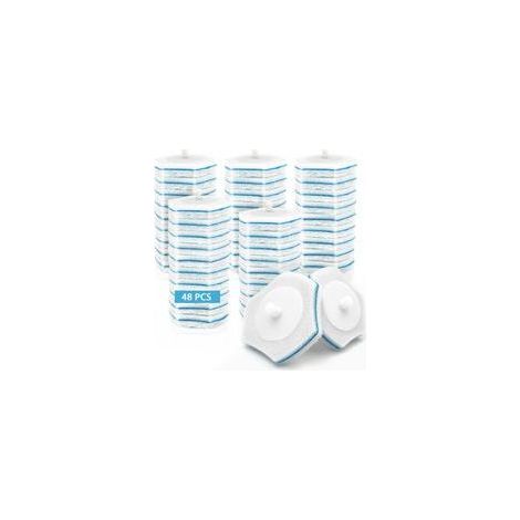 Brosse WC Jetable Recharge 48 - Pack, Bath Scrub Stick Remplacement Cleaner Pad pour Lavabo Baignoire Piscine Lavabo Vadrouille (1/5)