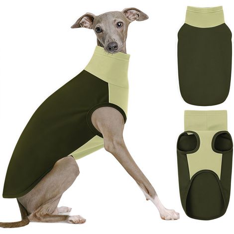 Manteau en Polaire pour Chien Pull d'hiver Haute Élasticité Vêtement Chaud et Confortable pour Chiens de Petite, Moyenne et Grande Taille Vert Olive (1/5)