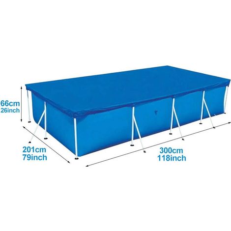 Copertura per piscina tubolare rettangolare, copertura per piscina rettangolare, copertura a bolle per piscina tubolare, copertura antipioggia - Blu (300X200CM)