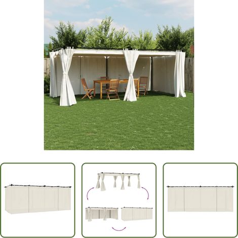 vidaXL Pavillon mit Vorhängen -  Pavillon mit Vorhängen Creme 6x3 m Stahl (1/5)